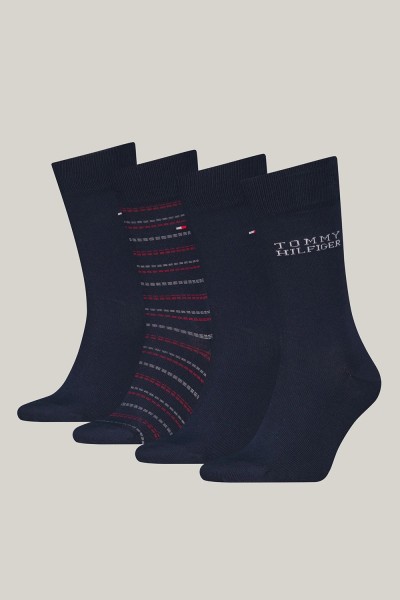 Tommy Hilfiger ανδρικές κάλτσες TH Men Socks Tin Gift Box Tommy Stripe (Συσκ. 4 ζεύγη)-701229780-001