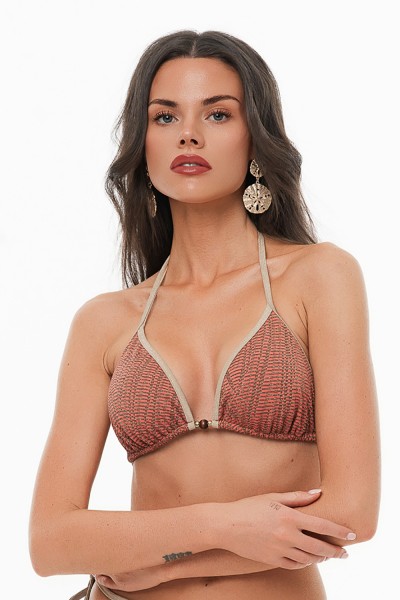 Bluepoint Γυναικείο lurex μαγιό bikini τρίγωνο top δετό ''On The Rocks''-26066000-49