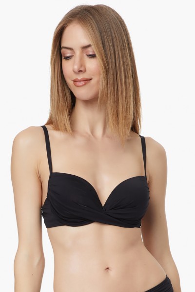 Minerva γυναικείο ντραπέ μαγιό bikini top με μπανέλα και ενίσχυση (C Cup)-9135C-45