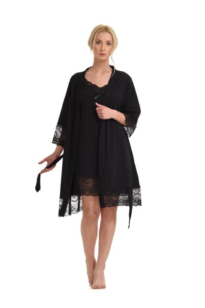 Vienetta homewear Set βαμβακερό νυχτικό με ρόμπα - 009180