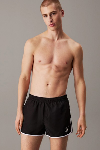 Calvin Klein ανδρικό μαγιό Runner Swim Shorts-CK Monogramm-KM0KM01119-BEH