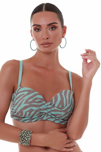 Bluepoint γυναικείο μαγιό bikini top στράπλες από lurex ύφασμα ''Candy Rush'' (D Cup) -25066004D-09