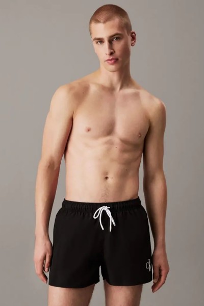 Calvin Klein ανδρικό μαγιό Medium Drawstring CK Monogram-KM0KM01101-BEH