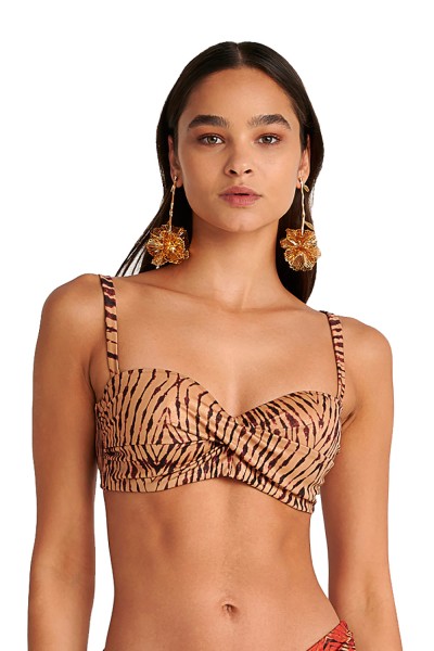 Blu4u γυναικείο μαγιό bikini top strapless με μπανέλα από lurex ύφασμα ''Red Fan'' (Cup D)-25366212D-20